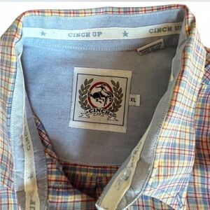 Cinch Vintage Yellow, Blue, & Red Plaid Western Shirt, XL